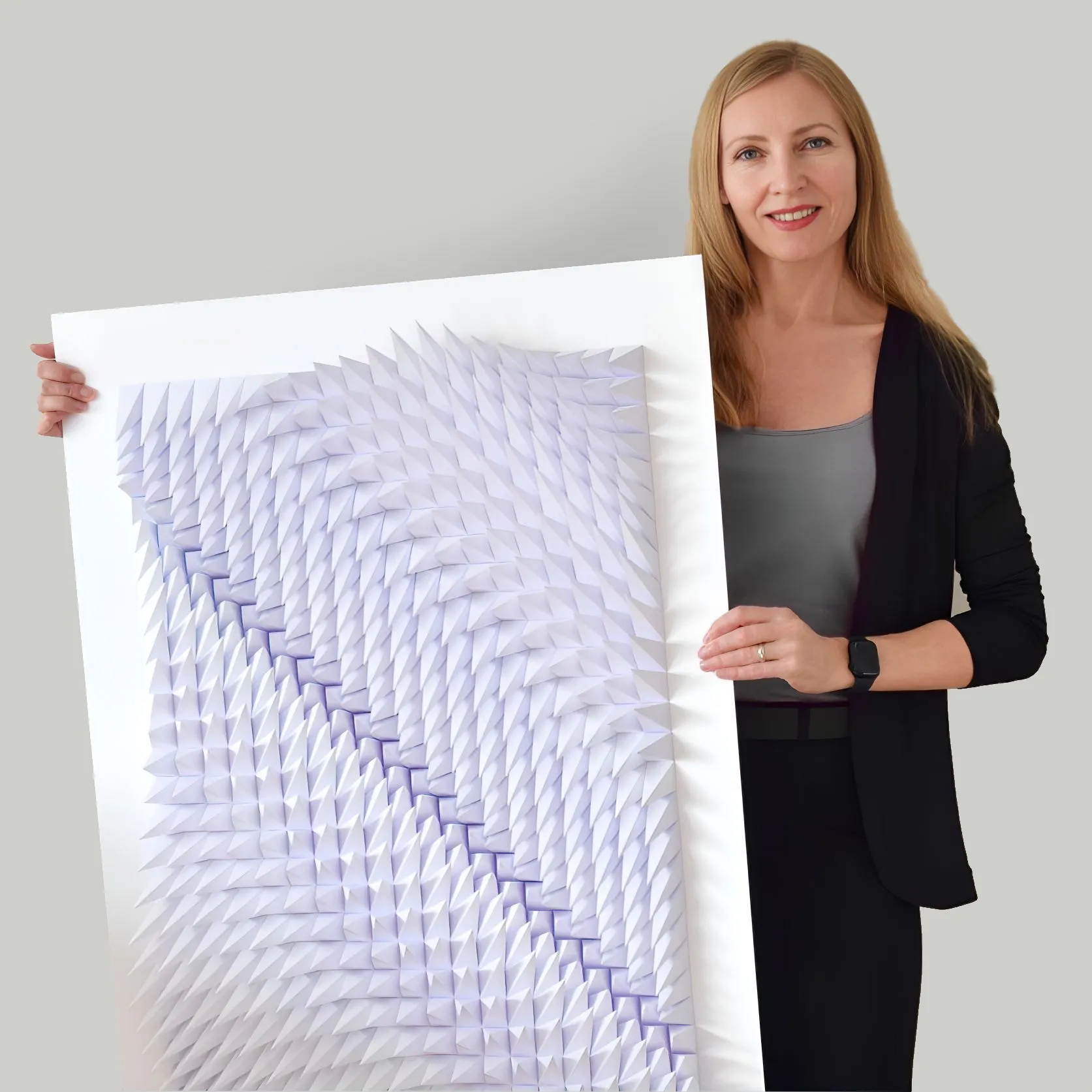 The artist with one of her works