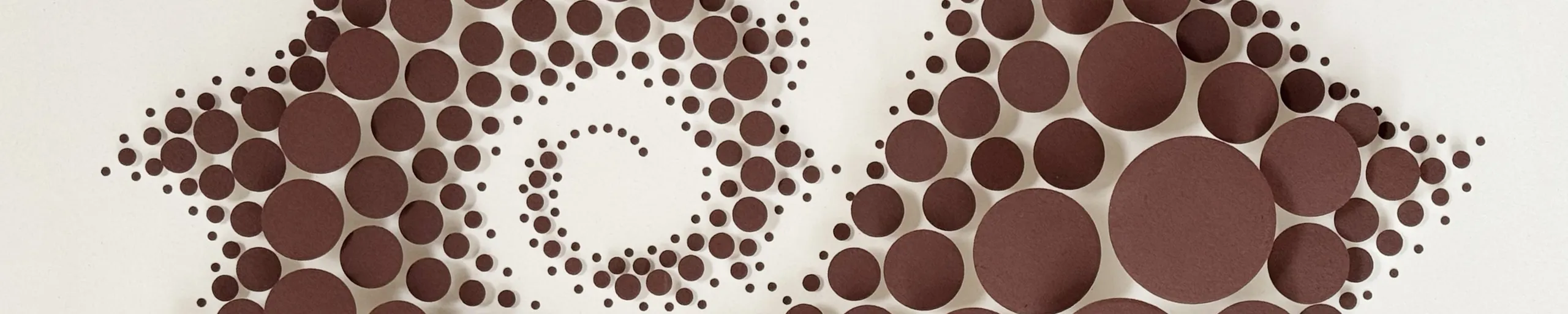 A band of brown discs, the jagged edge running out of the frame above and below