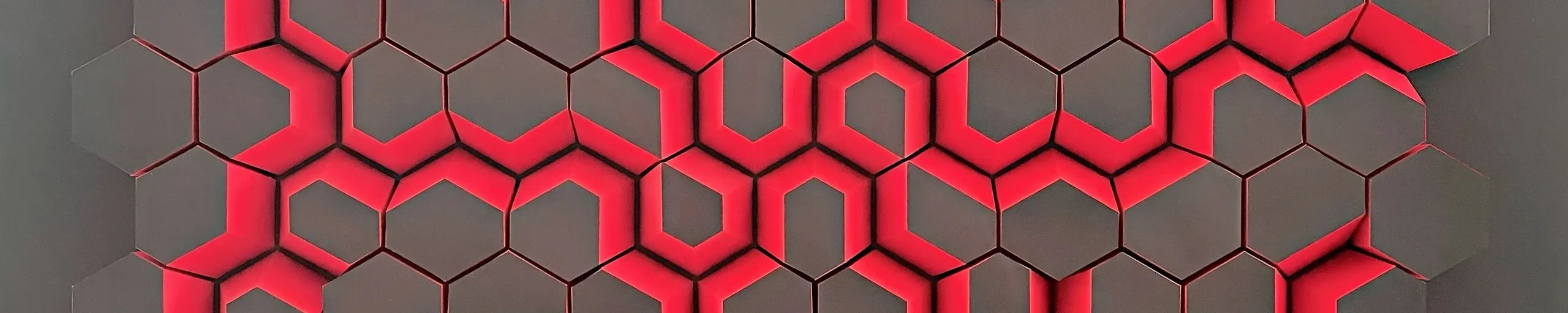 One continuous red band running across the grey grid and splitting off into side branches